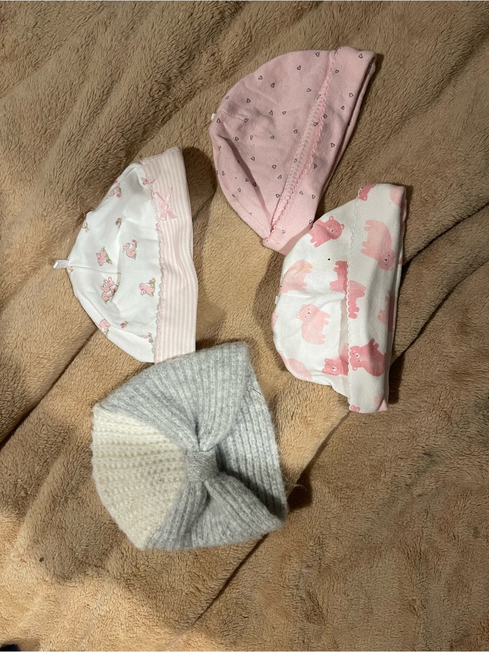 Source Unknown Baby Hat Bundle - Pink, White, Gray
